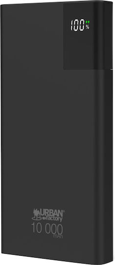 Urban Factory Външна Батерия 10000mAh с 2 USB-A Изходни Порта и USB-C Изходен Порт Черна