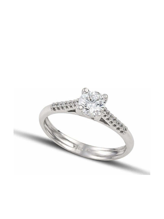 Themelidis Jewels Μονόπετρο από Λευκόχρυσο 18Κ ...