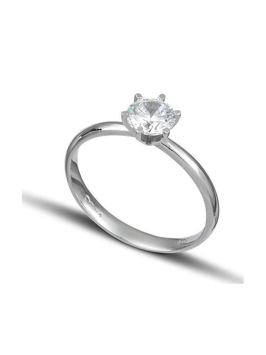 Themelidis Jewels Μονόπετρο από Λευκόχρυσο 18Κ ...