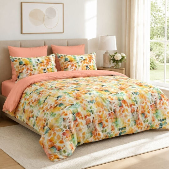 Pucioasa Set Huse Pentru Pilote 200x230cm Dublu Cu 2 Fețe De Pernă & 1 Cearșaf Peachora