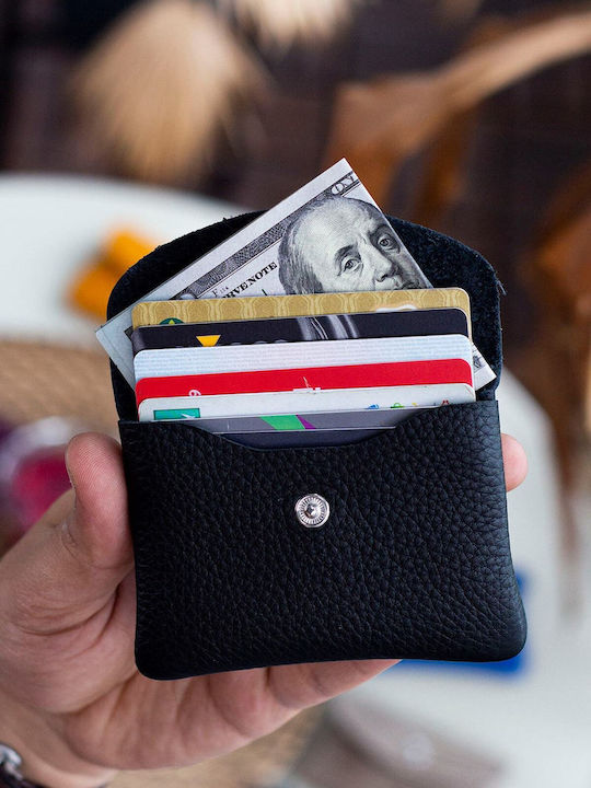 Leather Men's Card Wallet Black