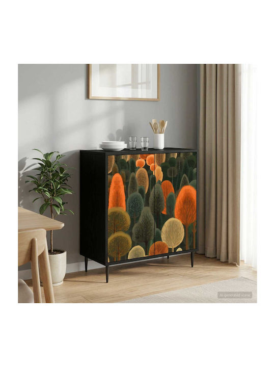 Bufet Zaandam din Lemn Stejar Negru 69x33x76cm