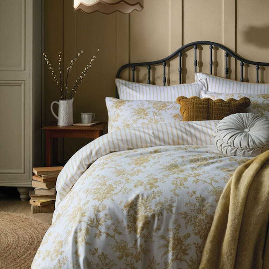 Laura Ashley Σετ Παπλωματοθήκη Βαμβακερή 230x220cm Υπέρδιπλη με 2 Μαξιλαροθήκες Ochre Yellow