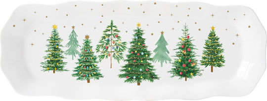 Easylife Festive Trees Χριστουγεννιάτικη Πιατέλα Πορσελάνινη Δεντράκια 37x14εκ.