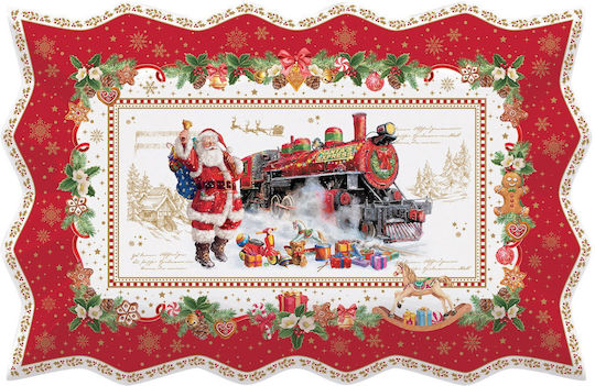 Easylife Christmas Memories Christmas Porcelain Red Platter 35x23cm