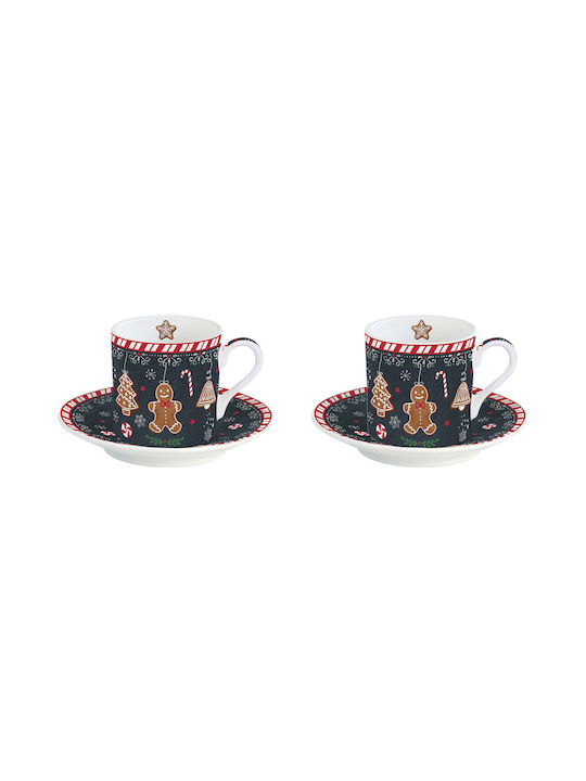 Easylife Gingerbread Set Christmas Porcelain Cups Flakes 100ml 2 Pieces