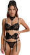 Black Lingerie Set 3 Pieces Spalexline Sx1031