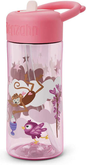 Affenzahn Tritan Kids Water Bottle Made of Tritan Plastic with Straw Non Spill Multicolour 430ml