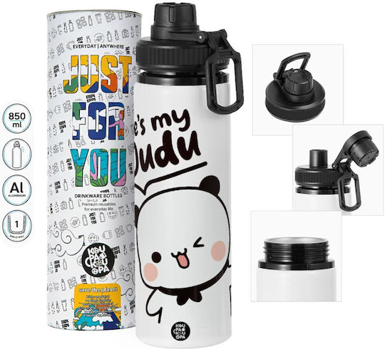 Koupakoupa He's My Dudu Kids Water Bottle from Aluminium with Screw-on Cap Non Spill Multicolour 850ml