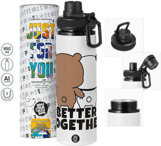 Koupakoupa Bubu & Dudu Better Together Kids Water Bottle from Aluminium with Screw-on Cap Non Spill Multicolour 850ml