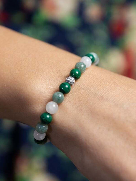 Brățară Elegantă Pentru Fete Mehal Cu Pietre Semiprețioase Malachit Piatra Lunii Jad Verde Mărgele 6mm