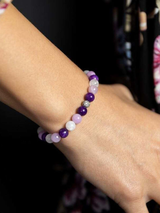 Brățară Din Piatră Naturală Pentru Fete Kelli Cu Piatra Lunii Jad Violet Cristale Mărgele 6mm