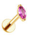 Silver And More Piercing Bar Earring from Gold Plated Titanium 6 x 1.2mm Pink