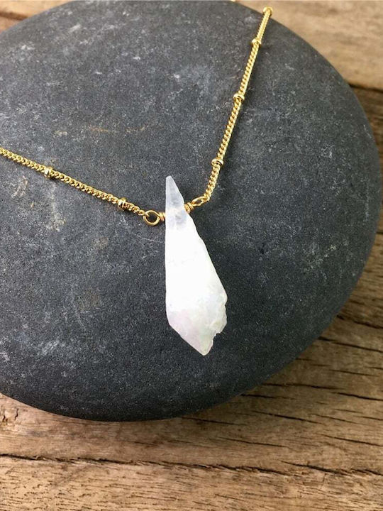 Chain Raw Moonstone Crystal Pendant 18k Gold Plated Kala Chain Raw Moonstone Crystal Pendant 18k Gold Plated Kala