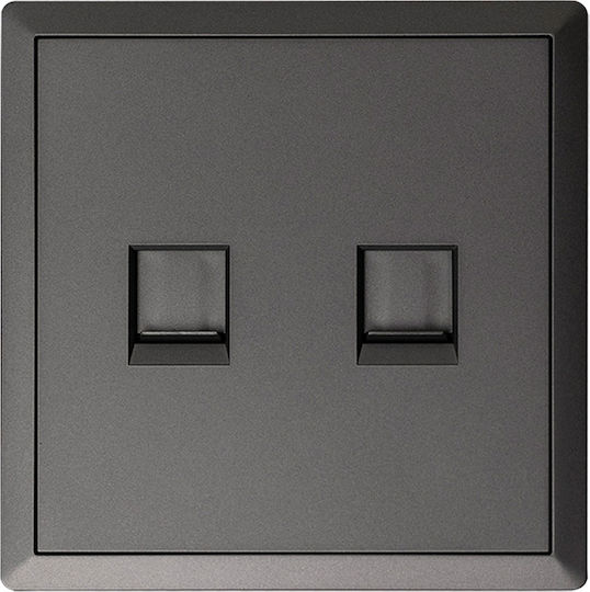 Telephone & Data Socket RJ45 Cat6 Anthracite Matte Lineme Gena 50-00620-19