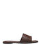 Leather Women's Flat Sandals Brown Aglaia