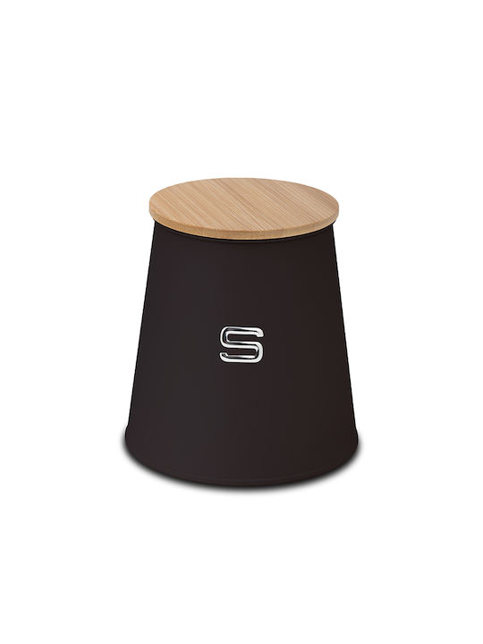 Nava Vază pentru Zahăr / Cafea cu Capac Metalic Negru 14x14cm 1 Bucată