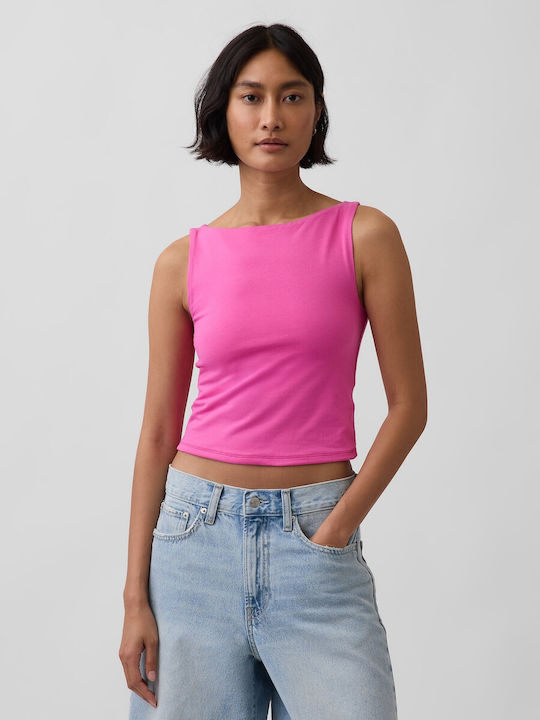 GAP Women's Crop Cotton Sleeveless Top Happy Pink