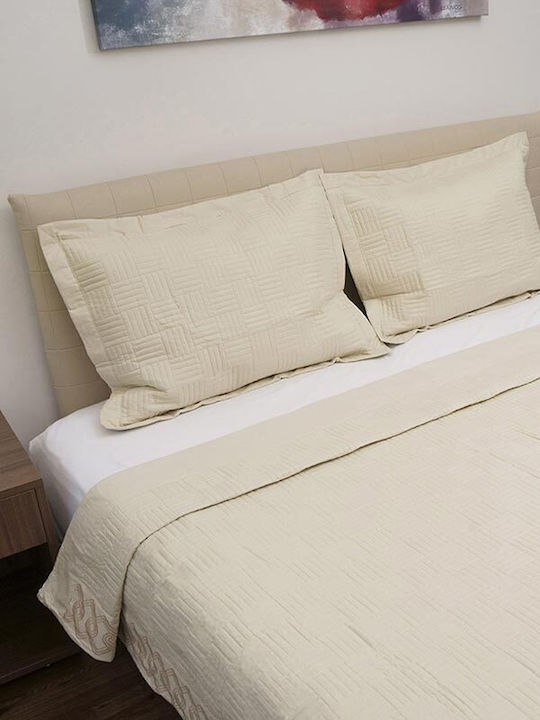 Sunshine Percale Tagesdecken Übergröße aus Perkal Beige 220x240cm