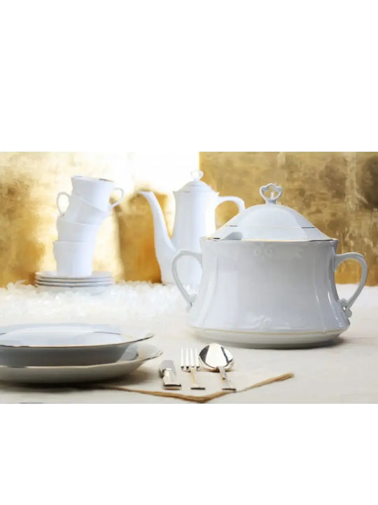 Cryspo Trio Kamelia Porcelain White Tea Set 15 ...