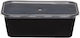 PP Microwave Container Black 1000cc Transparent Lid 17x12x8cm Set 100 C547457