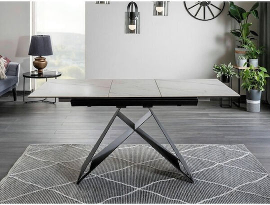 Detroit 981 Extendable Dining Table with Marble Surface Black 120x80x76cm