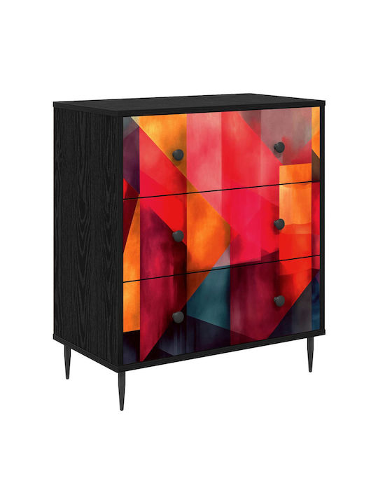 Kommode Schlafzimmer Holz Heesch Buntes Muster 66x36.5x76cm