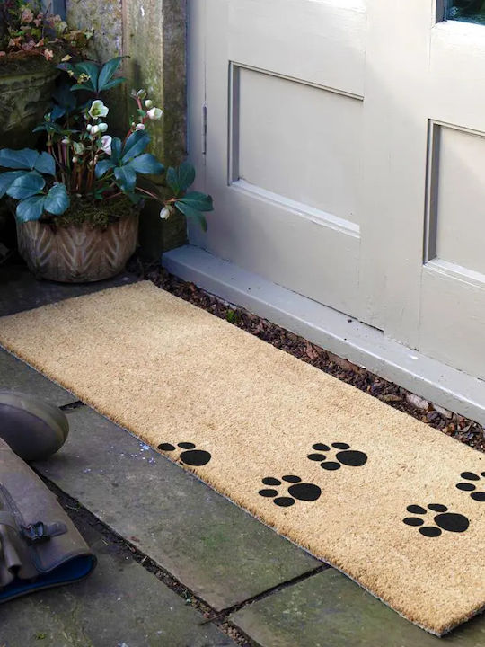 Artsy Mats Doormat Made of Coconut Tree with Non-Slip Backing Paw Prints 120x40cm
