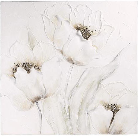 Painting Flowers White Mint Brown 80x3x80cm Estheti 812-20053
