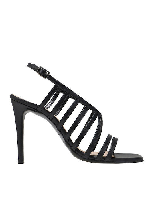Kalogirou Leather Black Sandals Pinelopi