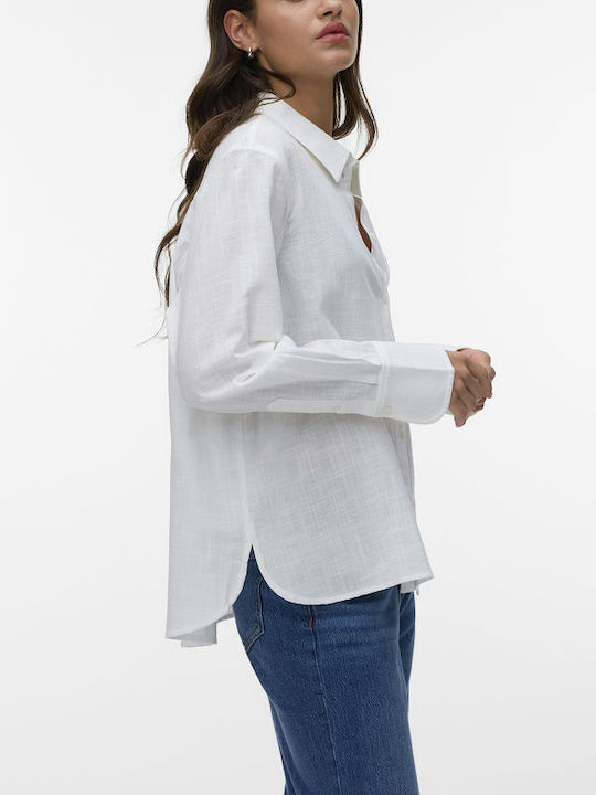 Vero Moda Cămașă de damă cu mânecă lungă Alb