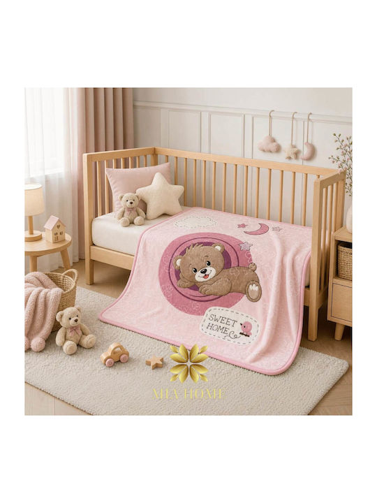 Mia Home Babydecke Kinderbett Samt Rosa 110x140cm