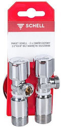 Πακετο Γωνιακή Βαλβίδα Schell Comfort 1 2*3 8 Χρώμιο Χωρίς Asag S 2 Τεμάχια