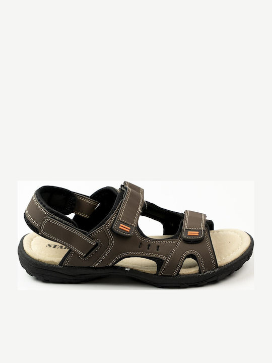 Fshoes Leather Men's Sandals In Brown Colour
