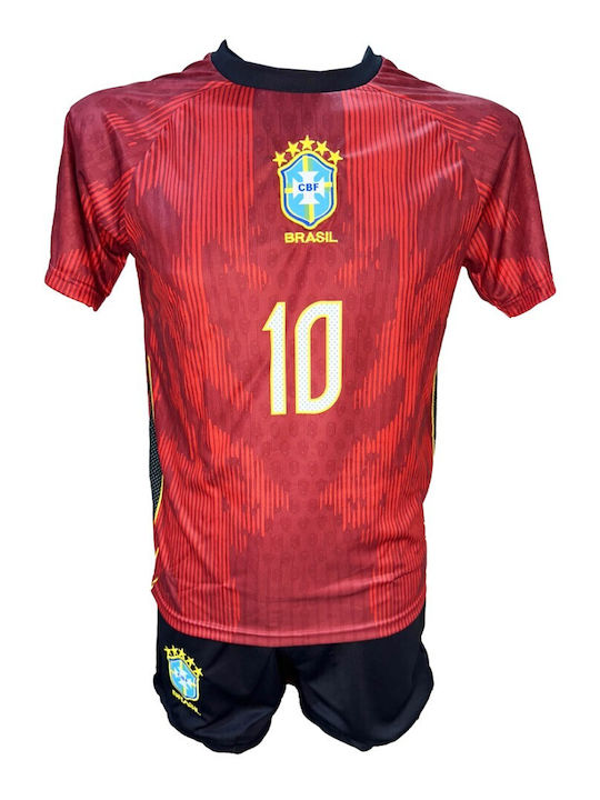 Kids Football Kit Neymar Brazil National Team Red Black 300626-09
