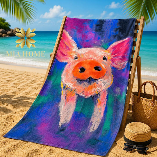 Mia Home Strandtuch Baumwolle Hellblau 150x75cm