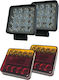Set 2 LED Headlights 48w + 2 Rear LED Lights Square