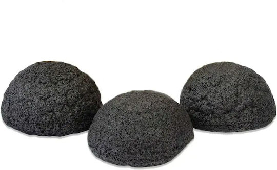 BlueFox Konjac Гъба Комплект Лице 0 8865-33 Естествена Гъба За Баня Черна 3 Бройки