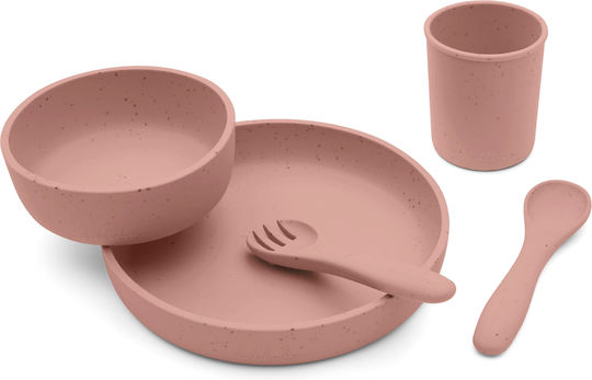 Kikka Boo Feeding Set Blush from Silicone Pink 5 Pieces for 6+ Months