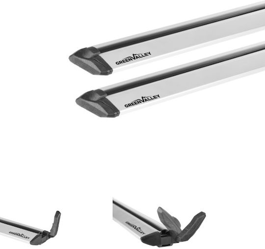 Aluminum Aerodynamic Car Roof Bars Crossbar Vento Modular System Green Valley 164.020 120cm Silver 2 Pieces