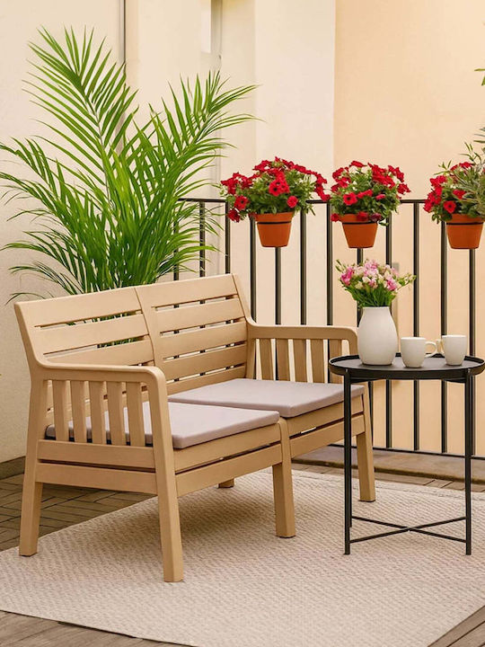 Three-Seater Outdoor Rattan Sofa With Cushions 60x73x65cm