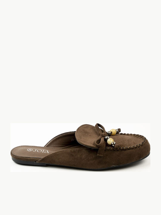 Fshoes Мюли с ток в кафяв цвят