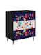Kommode Schlafzimmer Holz Mainz Blumenmuster 66x36.5x76cm