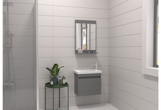 Mobilier de Baie cu Lavoar și Oglindă Melamină Gri