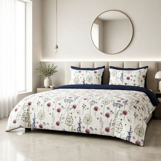 Pucioasa Σετ Παπλωματοθήκη 240x250cm Υπέρδιπλη με 2 Μαξιλαροθήκες & 1 Σεντόνι Wildflowers And Butterflies