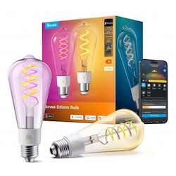 Govee Intelligente Glühbirnen LED für E27 Fassung und Spiegelbildform ST64 RGBW 500 Lumen 2 Stück Govee Intelligente Glühbirnen LED für E27 Fassung und Spiegelbildform ST64 RGBW 500 Lumen 2 Stück