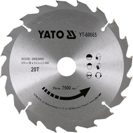 Yato Disc de tăiere pentru lemn cu 20 de dinți 210mm