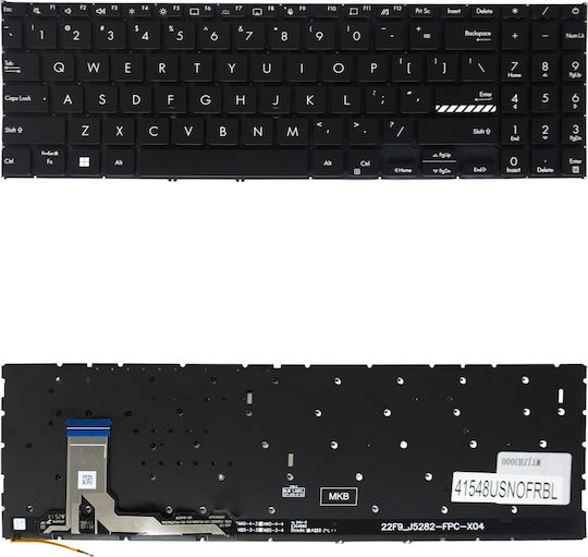 Laptop Keyboard Asus Vivobook K3605 K3605zv K3605vc X1504va X1504za S1504va 90nb11u1-r30fr0 90nb11d2-r30us0 90nb1022-r31fr0 US No Frame Backlight Black Code 41548usnofrbl