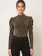 Damen Bluse Schwarz-Gold