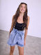 Celestino Damen-Shorts - Bermudas Hellblau Mit Gürtel